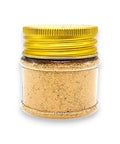 Jar of morchella esculenta morel powder with a gold lid for culinary use